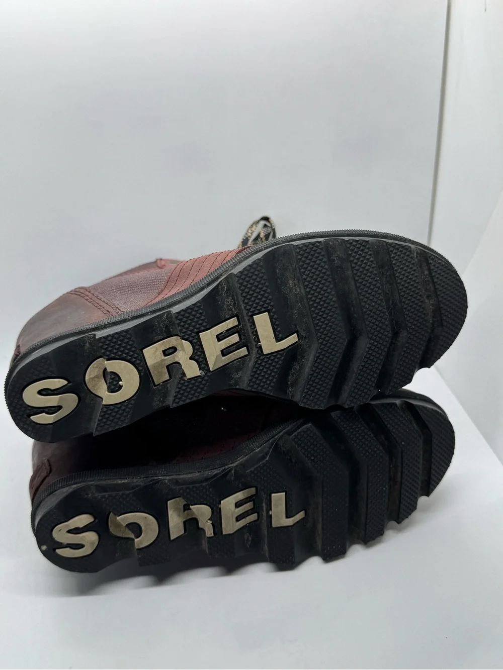 Sorel Women's Lexie Wedge Leather Boots NL3046-908 Cattail Brown Burgundy Sz 7.5